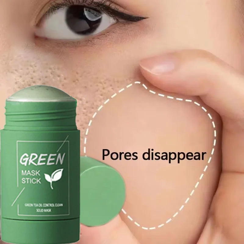 Green Tea Solid Mask Deep Cleansing Pores Shrinking Remove Blackhead Anti Acne Blemish Refreshing Mud Mask Brightening Skin Care