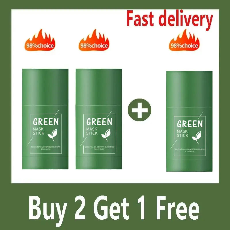 Green Tea Solid Mask Deep Cleansing Pores Shrinking Remove Blackhead Anti Acne Blemish Refreshing Mud Mask Brightening Skin Care